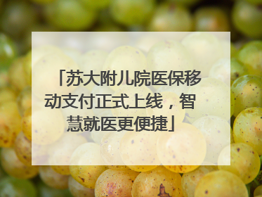 苏大附儿院医保移动支付正式上线，智慧就医更便捷